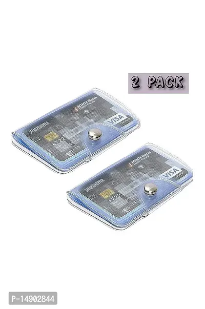 2 Pcs Transparent Visiting Business Credit Card Holder Wallet with 10 Clear PVC Plastic Pockets Slots for Men and Women