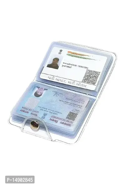 1 Transparent Button ATM Card holder Slot Vertical Credit Debit Card Holder Money Wallet  Purse for Men Women-thumb0