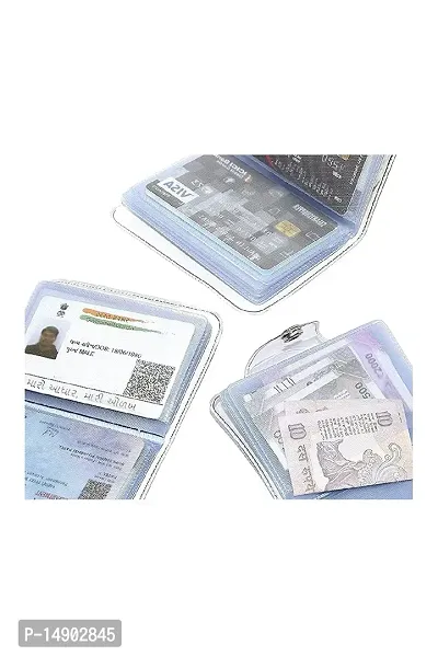 1 Transparent Button ATM Card holder Slot Vertical Credit Debit Card Holder Money Wallet  Purse for Men Women-thumb3