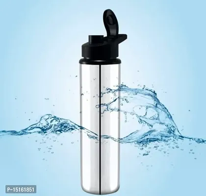 Black Cap Stainless Steel Sipper 1 Litre  Water Bottle For Home  Kitchen,Office,School,Gym,Travelling-thumb0