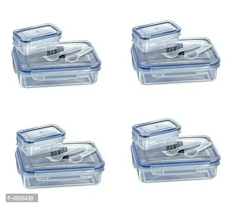 4 Pcs 500 Ml Lunch Box 4 Way Lock Can Be Used To Carry Fruits Sandwich Etc-thumb0
