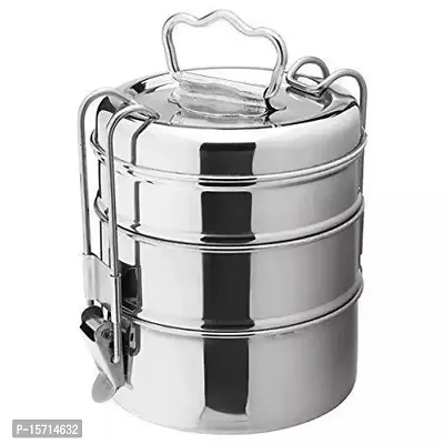 7 x 3 Tiffin Steel for kids  - 3 containers Clip lunch box-thumb3