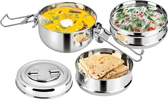 7 x 3 Tiffin Steel for kids  - 3 containers Clip lunch box-thumb3