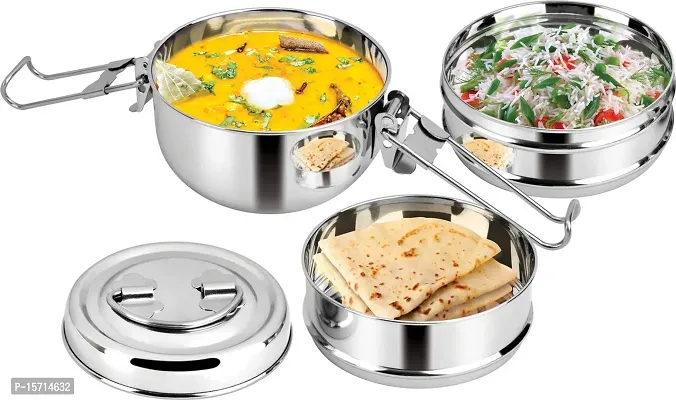 7 x 3 Tiffin Steel for kids  - 3 containers Clip lunch box-thumb4