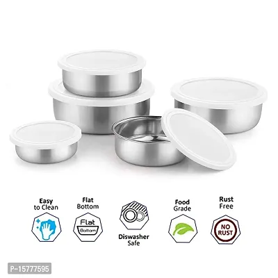 5 Different Size Stainless Steel Food Storage Bowls With Lid For Serving Purpose-thumb3