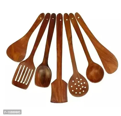 7 Handcrafted Wooden Cooking spoons spatula laddle