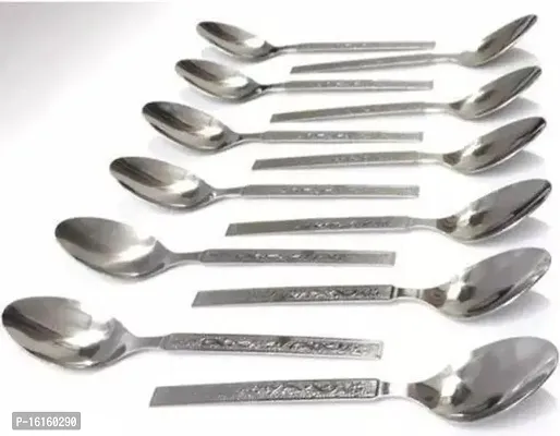 12 Steel Spoons -Stainless Steel Dinner/Table Spoon-thumb0