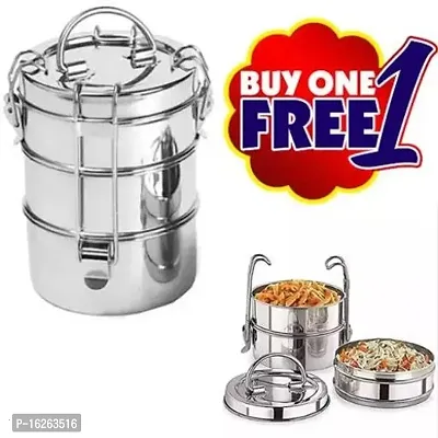 2 Pieces Combo 7 x 3 Classic Steels Stainless Steel Tiffin, Lunch Box -3 Layer 3 Containers Lunch Box.jpg