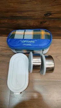 Topware  Office Best  Lunch Box 3  containers (jagdamba) - 2 steel and 1 plastic container for chapati-thumb1