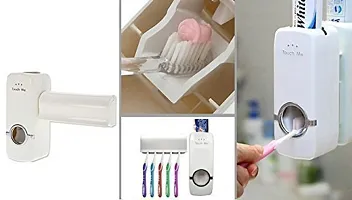 Toothpaste Squeezer And Toothbrush Holder Bathroom Dust Proof Toothpaste Dispenser Kit 5 Pcs Toothbrush Holder Sets-thumb1