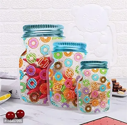 (pack of 3) Airtight Leak Proof plastic Jar Shaped Stand Up Zipper Pouch Storage Bag for Cookies Candy Nuts