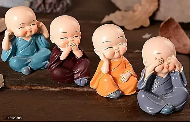 Little Baby Monk Buddha Set of 4 Good luck Buddha for Rakhi Gift Valentine gift