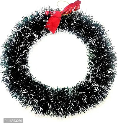 Multispace Green Wreath Christmas Decoration Hanging Green with White  ,Home,Nativity Set,Office,Church Party Xmas Wall Door Garland (Plain 1Ps)-thumb0