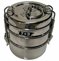 7 x 3 Clip Tiffin Steel for Kids  Three Tier Compartment Lunch Box/Food Container Best Selling-thumb2