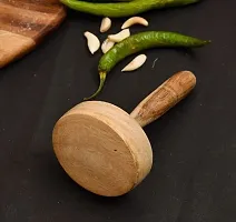 Set of 2 Wooden Handmade Kitchen Tool Masher Presser Paratha Sekhni,-thumb3