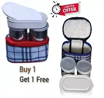 2 pcs Topware School combo Double Decker lunchbox(750ml) 3 Containers Lunch Box with insulated bag-thumb1
