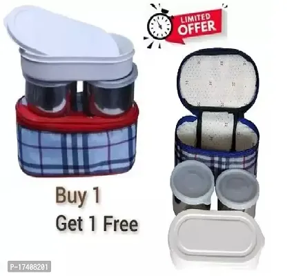 2 pcs Topware School combo Double Decker lunchbox(750ml) 3 Containers Lunch Box with insulated bag-thumb2