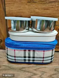 Lunch Box  Stainless Steel Plastic Lunch Box Container with Bag Cover, Colour Stock per Availability, Set of 1 Lunch Boxes-thumb2