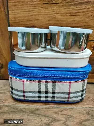Lunch Box  Stainless Steel Plastic Lunch Box Container with Bag Cover, Colour Stock per Availability, Set of 1 Lunch Boxes-thumb3