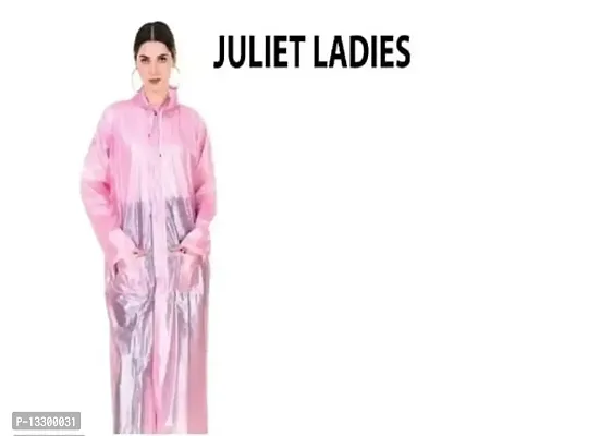 Juliet Ladies Button with Zip Long Rain Coat Mix color