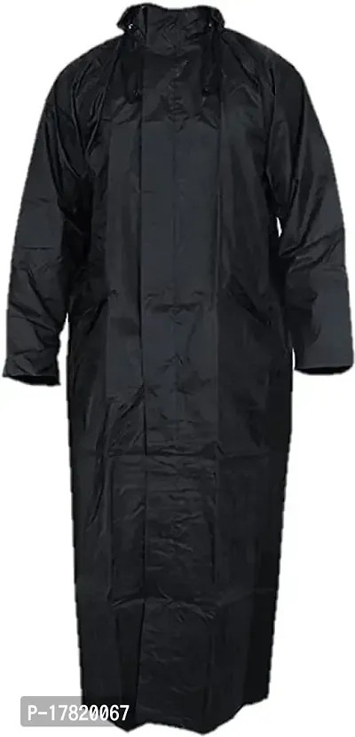 Black Unisex  Long Rain Coat for Monsoon-thumb0