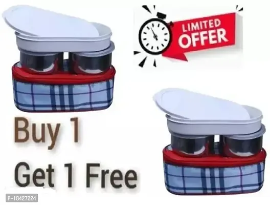 2 pieces Topware School combo Double Decker lunchbox 3 Containers tiffin-thumb0