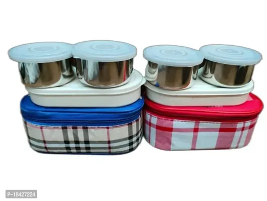 2 pieces Topware School combo Double Decker lunchbox 3 Containers tiffin-thumb4