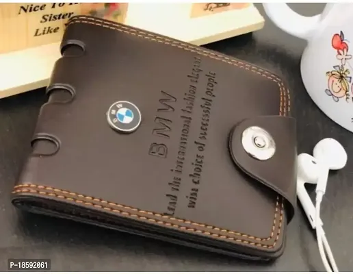 Designer Beige PU Solid Two Fold Wallet For Men