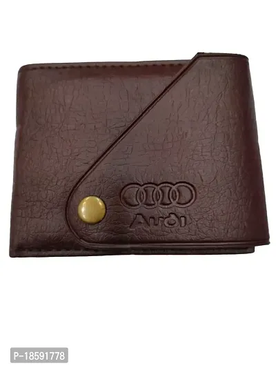 Designer Brown Artificial Leather Solid Two Fold Wallet For Men-thumb2