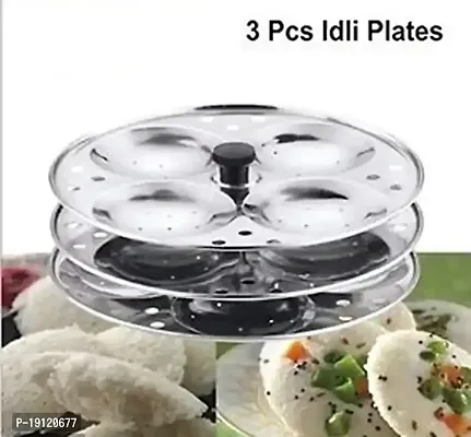 Stainless Steel Idli Stand 3 Plate For 12 Idlis Silver-thumb2