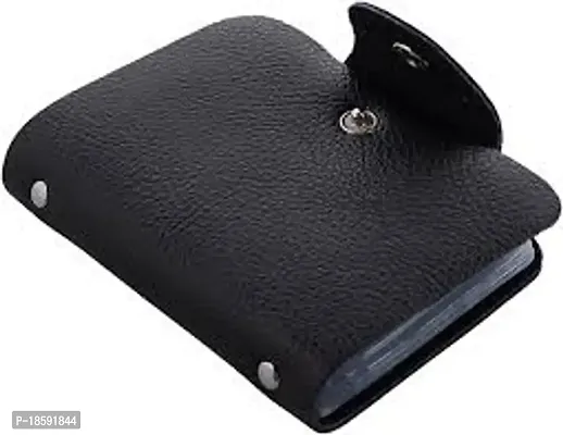 Designer Black Rexine Solid Two Fold Wallet For Men-thumb2
