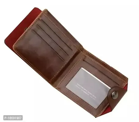 Designer Brown Artificial Leather Solid Two Fold Wallet For Men-thumb3