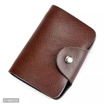 Designer Brown Artificial Leather Solid Card Holder For Men-thumb0