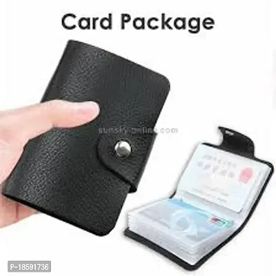 Designer Black Artificial Leather Solid Card Holder For Men-thumb0