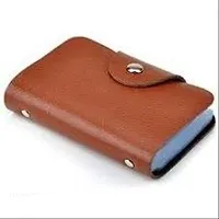 Designer Tan Artificial Leather Solid Card Holder For Men-thumb1