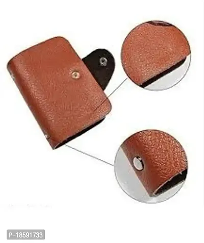 Designer Tan Artificial Leather Solid Card Holder For Men-thumb5