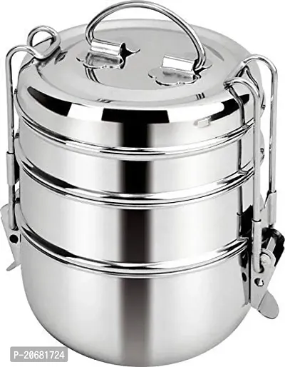 7 x 3 Classic Steels Stainless Steel Tiffin, Lunch Box -3 Layer 3 Containers Lunch Box 3 Containers Lunch Box-thumb0