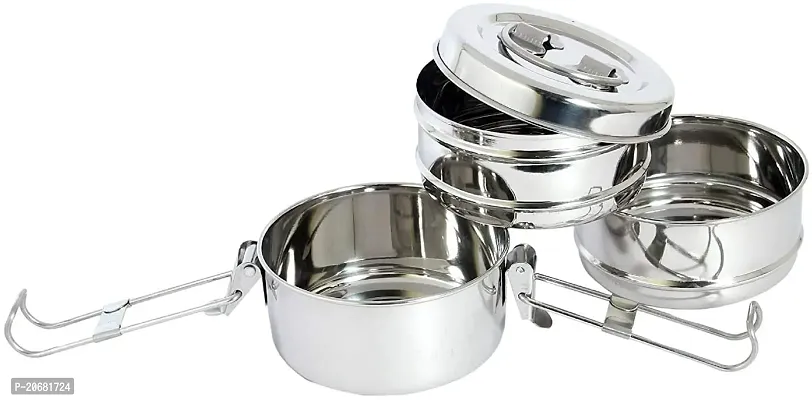 7 x 3 Classic Steels Stainless Steel Tiffin, Lunch Box -3 Layer 3 Containers Lunch Box 3 Containers Lunch Box-thumb2