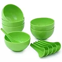 6 Green Microwave safe Soup Bowls with 6 spoons-thumb4