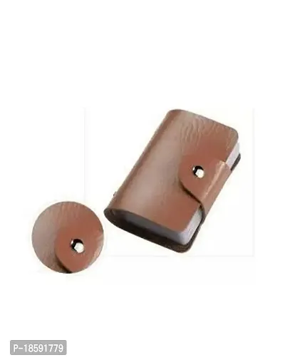 Designer Tan Artificial Leather Solid Card Holder For Men-thumb0