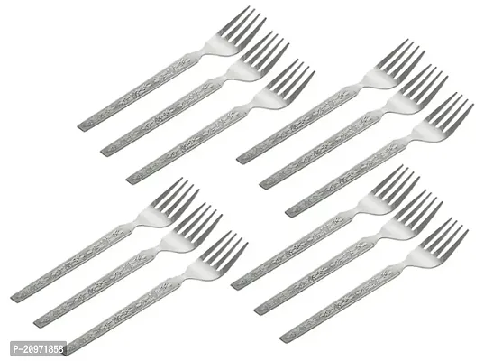 Set of 12 Dinner Forks Cutlery Stainless Steel  with Square Edge-thumb0