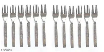Set of 12 Dinner Forks Cutlery Stainless Steel  with Square Edge-thumb1