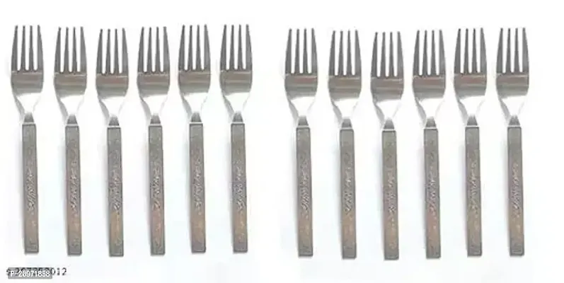 Set of 12 Dinner Forks Cutlery Stainless Steel  with Square Edge-thumb2