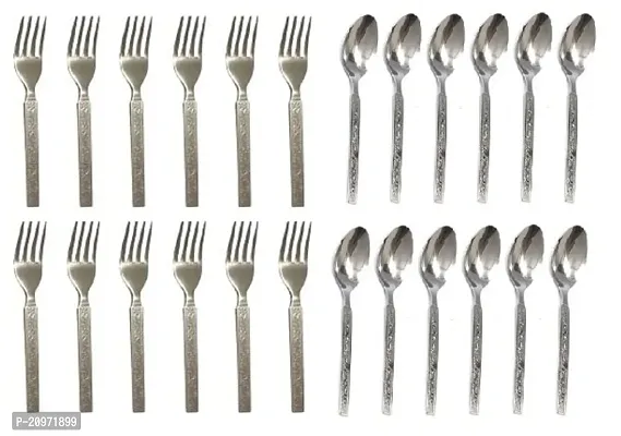 Combo of 12 Steel Fork and 12 sSteel Spoons