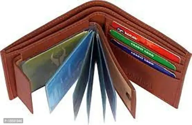 Designer Brown Rexine Solid Two Fold Wallet For Men