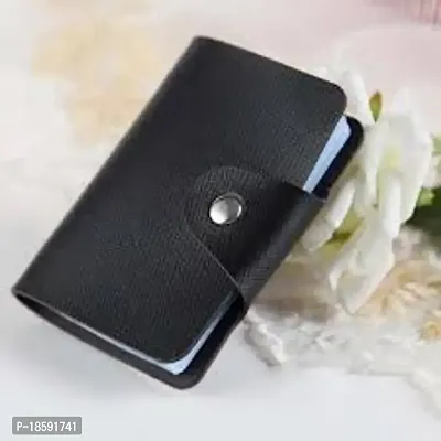 Designer Black Leather Solid Card Holder For Men