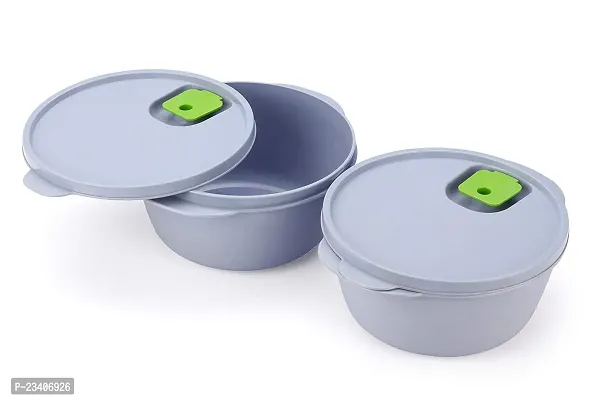 Set of 2  Grey Micro Dynasty Food Storage Containers with Air Vent Lid, BPA Free, Microwave  Dishwasher Safe,-thumb0