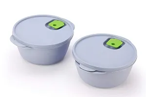 Set of 2  Grey Micro Dynasty Food Storage Containers with Air Vent Lid, BPA Free, Microwave  Dishwasher Safe,-thumb2