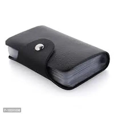 Designer Black Rexine Solid Two Fold Wallet For Men-thumb3