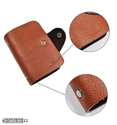 Designer Brown Artificial Leather Solid Card Holder For Men-thumb2